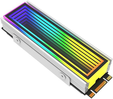 Solimery M.2 ARGB Radiador de Computadora 2280 SSD M2 Radiador PC RGB M.2 Nvme Enfriador Disipador de Efecto Abismo Sin Fin,Plata
